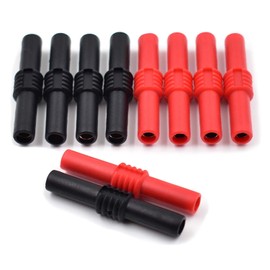 Multi Test Lead Kit Test Probe 10pcs 4mm Banana Socket Female Adapter Extension Insulated Banana Plug Coupler (Color: Black and red)