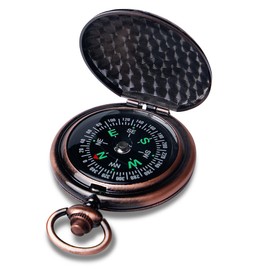 Mitening Outdoor Compass Portable Brass Compass Pocket Compass Classic Waterproof Marching Compass Pocket Watch Flip Open with Luminous Numbers for Camping Hiking Hunting and Outdoor Activities