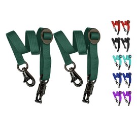 Majestic Ally Pack of 2, Double Thick Trailer Tie for Horse Haulage, Cross tie with Adjustable Buckle, Panic Snap and Bull Snap – 1 Inch by 36 Inch (Hunter Green)