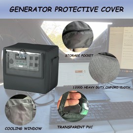 XCZ Outdoor Power Station Cover for BLUETTI AC180 - Waterproof Generator Protector with Ventilation & Transparent Window, Dustproof Solar Storage Cover (Black)