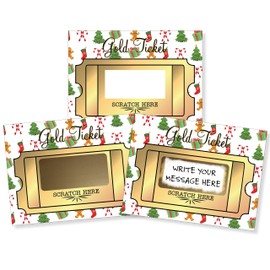 My Scratch Offs - 20 Pack Gold Ticket Christmas Classic Collage DIY Scratch Off Cards & Stickers for Party Favors, Classroom Prizes, Gift Tags, Scavenger Hunt
