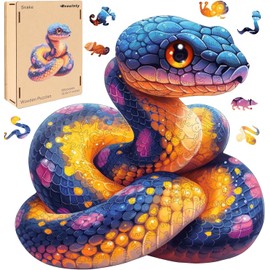 Wooden Puzzle for Adults, Snake Wooden Jigsaw Puzzles(16.6 * 16.9in-500pcs), Unique Shape Animal Adult Puzzles,Irregular Wood Puzzles Best Gift for Adults and Kids Family Game
