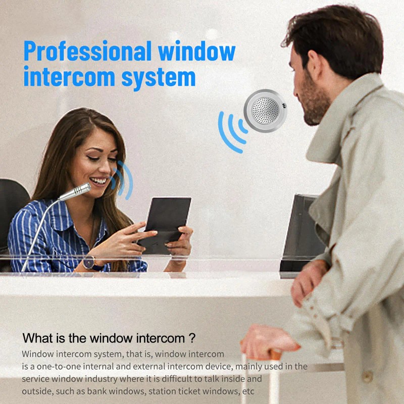 Silver Two Way Window Intercom System with Mute Function Ticket