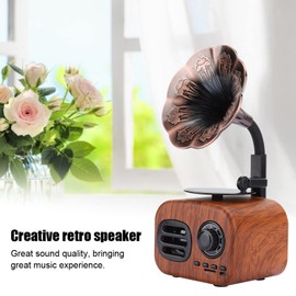 Heayzoki Retro Bluetooth Speaker, Portable Walnut Speakers Radio, Mini Loudspeaker Music Player for Desktop Laptop (Walnut)