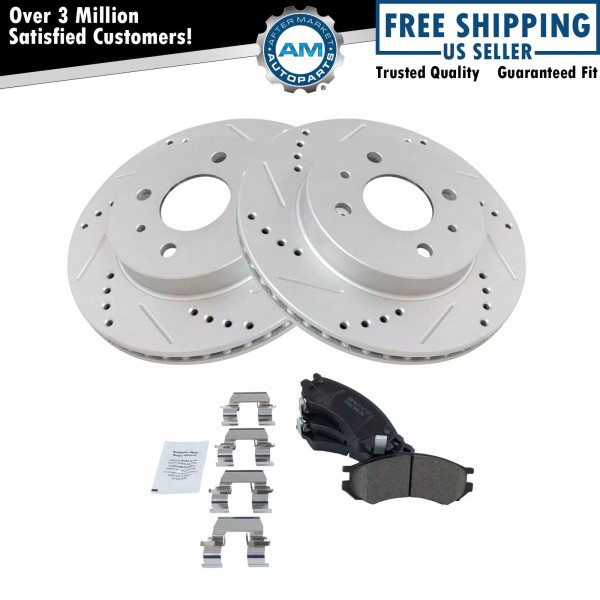 AM Autoparts Performance Brake Rotor Drilled Slotted Coated & Ceramic