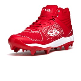 Boombah Viper Pureknit Men's Molded Molded Cleat Mid - Status - Red/White - Size 8