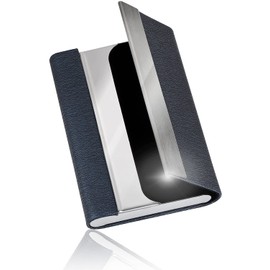 MILABURG Stylist Recommended Business Card Holder, Men's, Women's, Business Card Case, Won't Break Business Cards, Stainless Steel, Large Capacity, NAVY