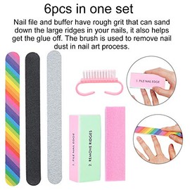 Kit de Limas de Uñas Profesional, Herramienta de Manicura Limas de Uñas Pedicura Kit de Arte de Uñas con Cepillo de Uñas, Tablero de Esmeril de Doble cara Accesorios de Arte de Uñas(6pcs)
