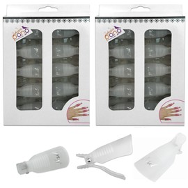 Pana® Reusable Keeper Acrylic Nail Art Soak Off UV Gel Polish Remover Cap Clips Manicure Tool (2 Packs, White)