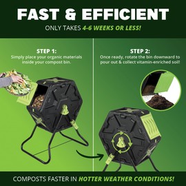 Simply Bio 22 Gallon Outdoor Compost Tumbler Bin – BPA-Free, Rotating Composting Bin for Garden, Yard, and Kitchen Waste, Fast Soil Creation, Weather-Resistant Outdoor Composter