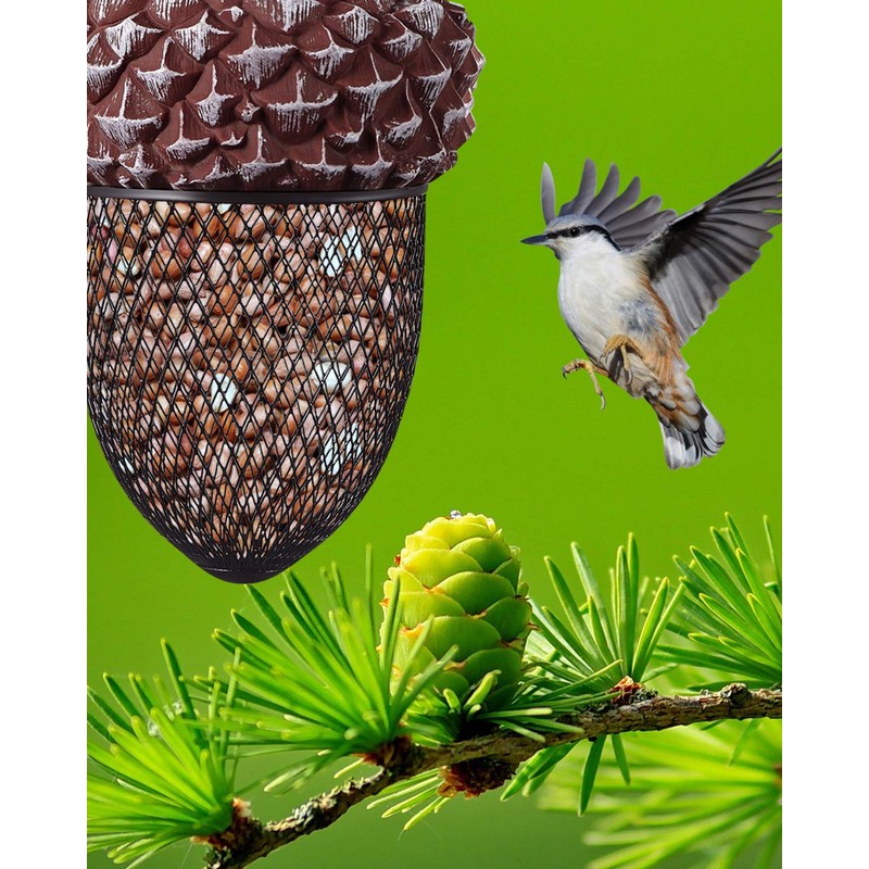 KALLAK Metal Acorn Hanging Bird Feeder Outdoor Decoration