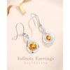 FANCIME Citrine Dangle Drop Earrings 925 Sterling Silver Dainty Infinity