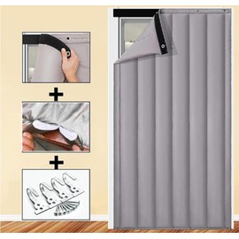 Thermal Insulated Door Curtain, Sound Proofing for Door,Thermal Door Blanket for Winter,Noise Reduction Waterproof Warm Living Room Patio Door Curtain, Oxford Fabric(W35.43*H82.68 in/90 * 210cm)