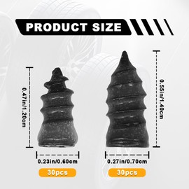Pleoos Tire Repair Rubber Nail,Tire Screw Plugs Vacuum Tire Self-Service Fast Tool, Tire Repair Nail Vacuum Tire Repair Rubber Nail for Auto Truck, Motorcycle, Tractor tire Puncture Repair (40Pcs)