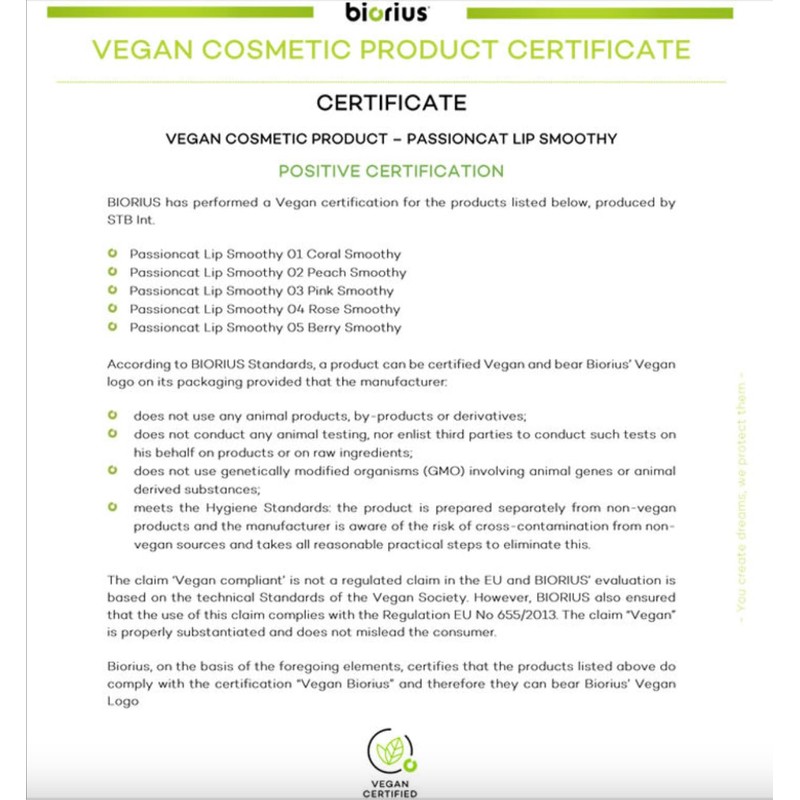 PASSIONCAT Vegan Lipstick Lip Smoothy Matte 01 Coral Smoothy
