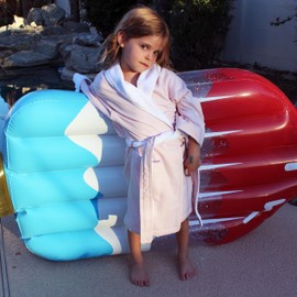 International Robes Kids Spa Robe Microfiber Twill Ultra Soft Plush Lining Luxury Hotel Bathrobe for Boys and Girls Age 3-15 (US, Alpha, Large, Regular, Pink)