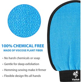 Yiclick Korean Exfoliating Gloves, Exfoliating Gloves for Bath - Body Scrub, Dead Skin Remover for Men and Women - Exfoliating Glove, Exfoliating, Body Scrub (Blue)