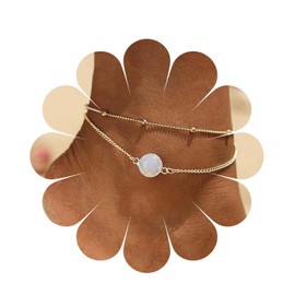 Aneneiceera Opal Moonstone Anklet Boho Layered Gold Ankle Bracelet Summer Beach Anklet Wedding Jewellery for Women and Teenage Girls, Stone