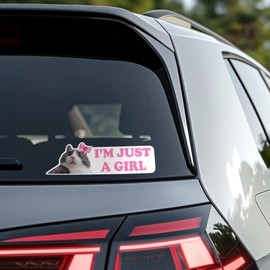 Im Just A Girl Sticker Im Just A Girl Bumper Sticker Cat Car Decal for Car Versatile Car Stickers and Decals Durable Car Sticker Set Durable Automotive Exterior Accessories Ideal for All Vehicles