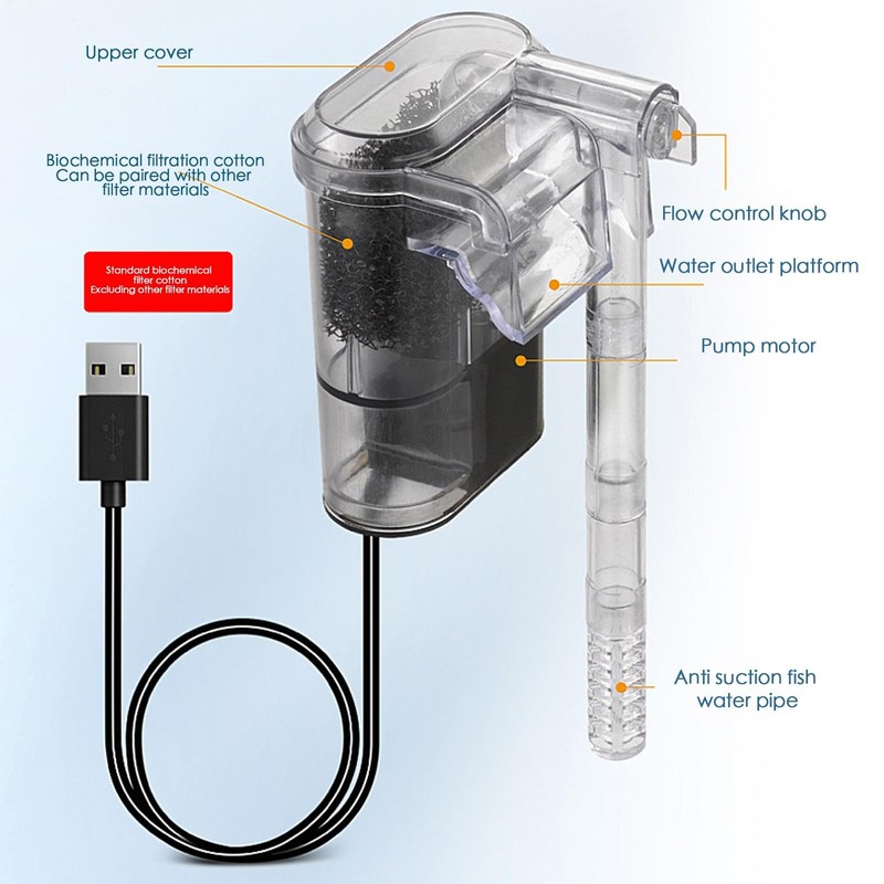 EUBEISAQI Aquarium Filter | External Tank Filter,Suspended Aquarium Filter, Fish