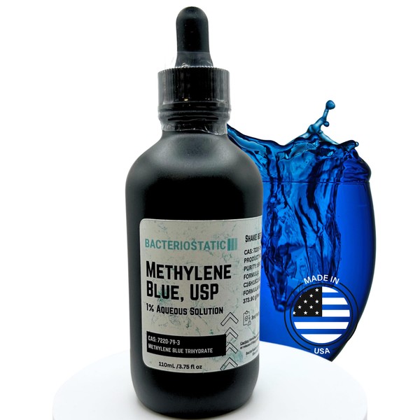 Methylene Blue Pharmaceutical Grade 3.75 fl oz, USA Made Glass