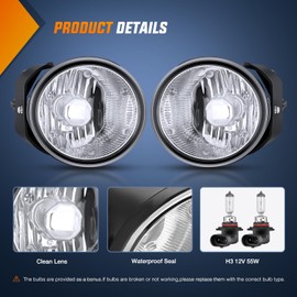 Nilight Fog Light Assembly Compatible with 2000 2001 Nissan Maxima 2002 2003 Sentra&Frontier 2004 Xterra Clear Lens Lamps Replacement