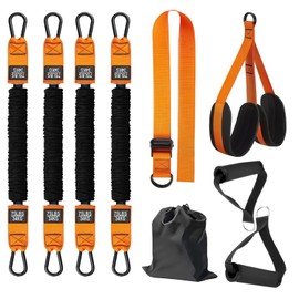 Klimmzughilfe Set mit 4 Verstellbaren Widerstandsbändern & 2 Fußstützen, Klimmzughilfebänder für Effektives Krafttraining & Unterstützung beim Klimmzug für Anfänger und Fortgeschrittene