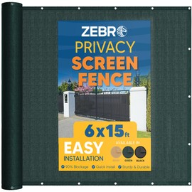 Privacy Screen Backyard Fence Covering - Outdoor Privacy Fence Screen Compatible with Chain Link, Metal, Wood Panels or Plastic Fencing - Shade & Wind Privacy Wall - Zebro (Green, 6' x 15')