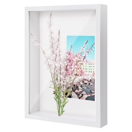 PTJJXA 3D Picture Frame for Filling, 3D Deep Object Frame A4, Shadow Box Display Case Frame with Transparent Acrylic Plate Frame, Wooden 3D Frame for Memorabilia, Flowers, Medals, Photo (White 3 cm)