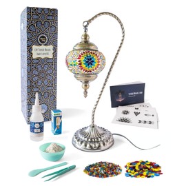 KRAFTSTORIES DIY Turkish Mosaic Lamp Craft Kit| Large Swan Neck Making Kit for Adults| Family Couple Relaxing Creative Activity Gift| Moroccan Table Lamp| Make Your Own Lamp (Multicolor)