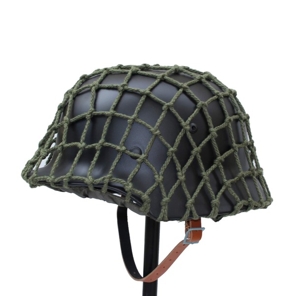 WW2 WWII German Soldier M35 Helmet with Net Cover Steel Material M1935 Stahlhelm Black/Green Color (Black)