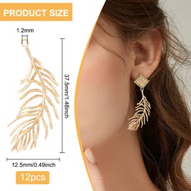 BENECREAT 12pcs Real 18K Gold Plated Brass Feather Pendants, 1.5x0.5x0.06inch Feather Charms Pendants for DIY Earrings Necklaces Bracelets, Hole: 1.2mm