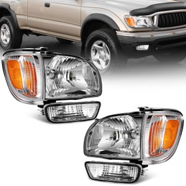 WEELMOTO for 2001-2004 Toyota Tacoma Headlights Assembly Replacement for 01 02 03 04 Tacoma Headlight+Corner Parking Signal Lights+Bumper Light
