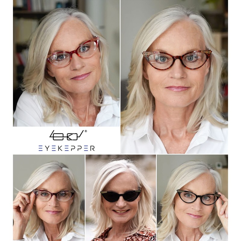 Eyekepper Pack of 6 Women's Cat Eye Glasses, Includes Sunglasses