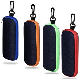 Pack of 4 Soft Glasses Case, Glasses Case Hard Case, Portable Hard Glasses Case, Glasses Case Box, Portable, Travel, Soft, Sunglasses Bag for Women, Men, Children, Red, green, blue, orange