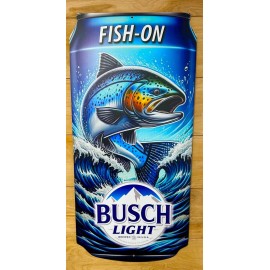 Busch Light Fish-On Salmon Aluminum Sign - Size: 14.4 In X 28 In X .030 In.