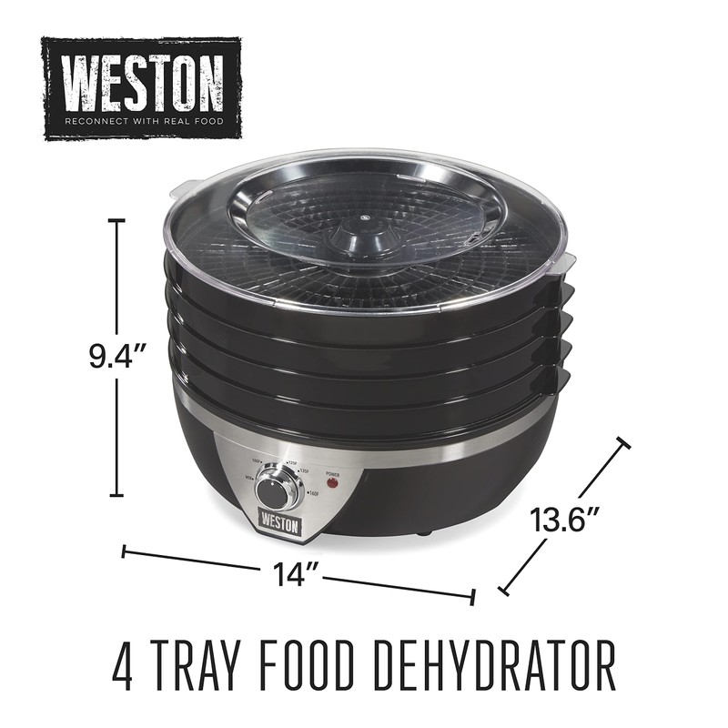 Weston Food Dehydrator Machine for Jerky, Fruit, Meat, Herbs, Vegetables,