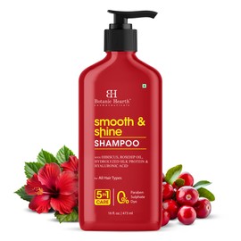 Botanic Hearth Smooth & Shine Shampoo – Hibiscus, Rosehip Oil, Hydrolyzed Silk Protein & Hyaluronic Acid – Paraben & Sulfate Free – 16 fl oz