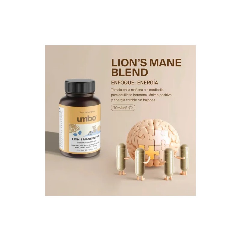 Lion's Mane + Maca + Ginseng | 4 Adaptogenos |