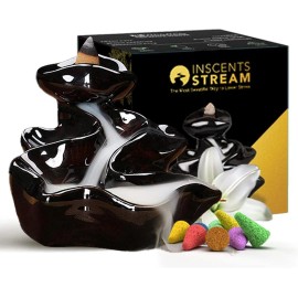 Inscents Stream – Ceramic Incense Holder – Backflow Design With 10 Incense Cones