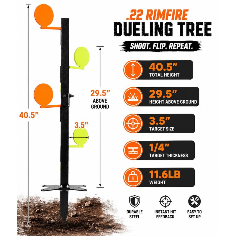 Dualing Tree for .22 Rimfire Shooting,Metal Dueling Tree kit with