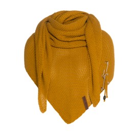 Knit Factory Coco Triangle Scarf, women's knitted scarf made of wool, high-quality, XXL scarf, 190 x 85 cm - ochre
