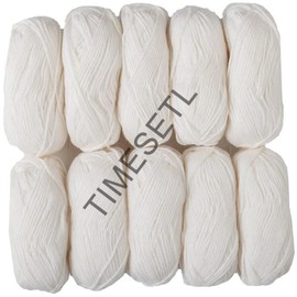 TIMESETL Acrylic Wool 4 Ply Yarn for Crochet and Knitting (Pack of 6, Off-White)