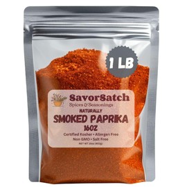 SavorSatch Smoked Paprika - Naturally Smoked Sweet Paprika, Certified Kosher, 16 Ounce (1 Pound) Resealable Pouch | Bulk Spice for Cooking, Seasoning, and Grilling