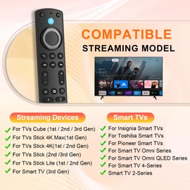 Replacement-Voice-Remote Fit for Fire Smart TV Stick/TV Cube, Stick 4K/4K Max(1st / 2nd Gen), Stick HD/Lite, Smart TV 3rd Gen, Compatible with Insignia/Pioneer Smart TVs