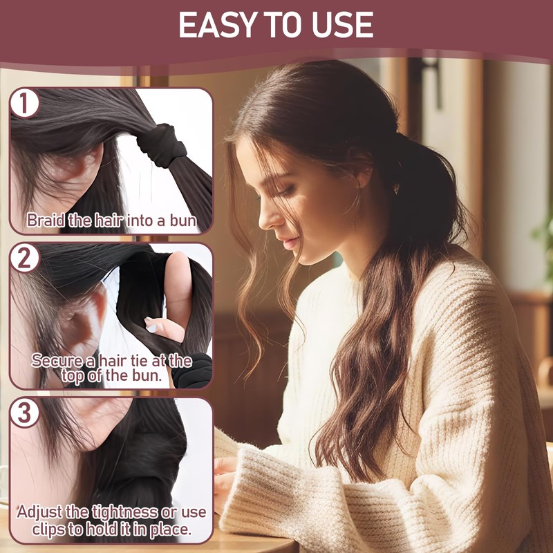 2 Pieces Hair Extensions Braid Dark Brown Ponytail Hairpiece Real