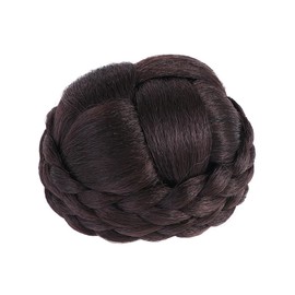 Pokinge Women's Braided Synthetic Hair Piece Chignon Updo Scrunchie Party Costume Accessory (dark brown)