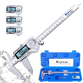 Kynup Calibre digital, herramienta de medición de pinza de 8 pulgadas con acero inoxidable, diseño de protección IP54 a prueba de salpicaduras, fácil interruptor de fracción métrica pulgadas, pantalla LCD grande (200 mm)