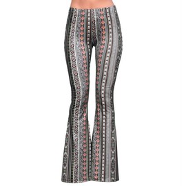 Daisy Del Sol Women’s Flare Stretch Yoga Comfortable High Waisted 70s Hippie Bohemian Legging Loungewear Festival Forbidden Pants Bell Bottoms  - Olive Paisley - Size: L