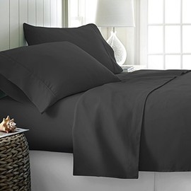 Comfy Sheets Luxury 100% Egyptian Cotton - Genuine 1000 Thread Count 4 Piece Sheet Set-Fits Mattress Up to 18'' Deep Pocket (2 Pc King Pillowcases, Dark Grey)
